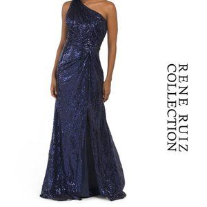 RENE by RENE RUIZ COLLECTION One Shoulder Drape Sequin Gown